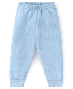 Babyhug Cotton Full Length Thermal Pants Solid Colour - Blue