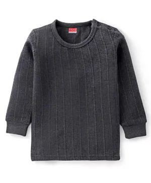 Babyhug Cotton Full Sleeves Thermal Vest Solid Colour - Dark Grey