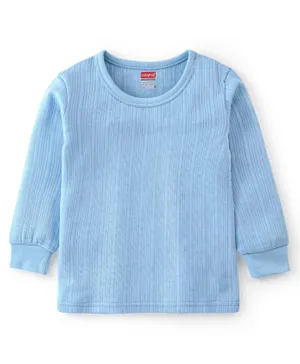 Babyhug Cotton Blend Thermal Full Sleeves Solid Vest- Blue