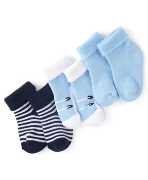 Cute Walk by Babyhug Anti Bacterial Ankle Length Socks Striped Pack Of 3 - Multicolour