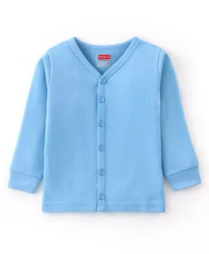 Babyhug Thermal Full Sleeves Solid Front Open Vest - Dark Blue
