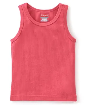 Babyhug Cotton Pullover Sleeveless Solid Thermal Vest - Coral