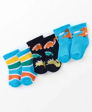 Cutewalk By Babyhug Anti Bacterial Ankle Length Terry Socks Pack Of 3 - Multicolor
