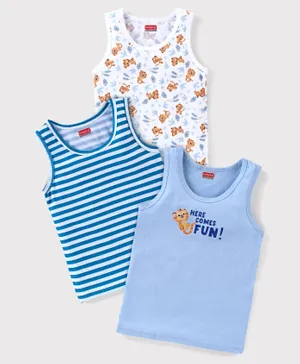 Babyhug 100% Cotton Knit Sleeveless Sando Vests Pack of 3 Striped - Multicolour