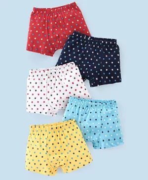 Babyhug 100% Cotton Star Printed Trunk Pack of 5 - Multicolour