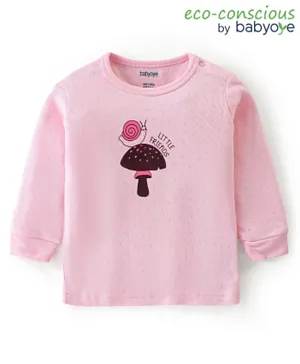 Babyoye Cotton Modal Full Sleeves Pointelle Mushroom Print Thermal Vest - Blossom Pink