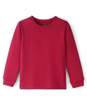 Pine Kids Cotton Full Sleeves Thermal T-Shirt Solid Colour - Maroon