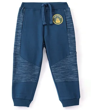 Babyhug Cotton Full Length Lounge Pant With Badge- Blue