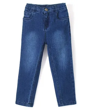 Babyhug Cotton Lycra Full Length Stretchable Washed Denim Jeans - Dark Blue