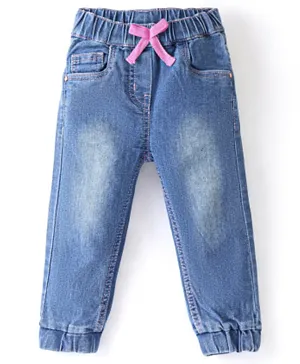 بيبي هاغ - بنطال جينز رياضي بتصميم مغسول بطول كامل - أزرق متوسط