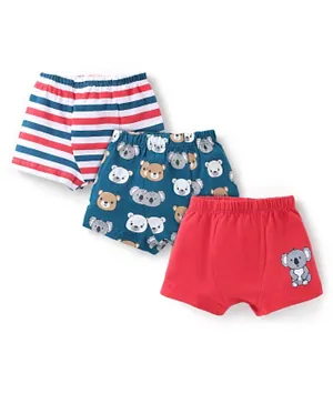 Babyhug 3 Pack Solid, Printed & Striped Cotton Trunks - Multicolor