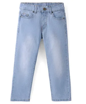 باين كيدز - بنطال جينز من القطن والإيلاستين بطول كامل وخصر مطاطي قابل للتعديل - أزرق ثلجي