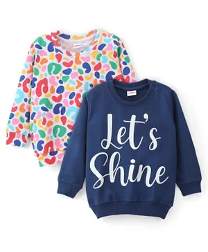 Babyhug Cotton Knit Full Sleeves Sweatshirts With Text & Candy Graphics Pack Of 2 - Multicolor