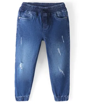 Pine Kids Cotton Elastane Full Length Washed Denim Jeans - Mid Blue
