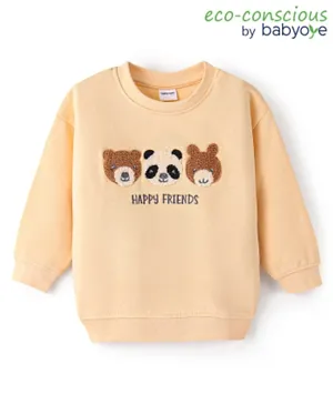 Babyoye 100% Cotton Full Sleeves Sweatshirts With Animals Embroidery - Orange