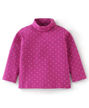 Babyhug Cotton Knit Full Sleeves Stars Foil Printed Detailing Skivi T-Shirt - Purple
