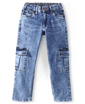 باين كيدز - بنطال جينز مغسول واسع - أزرق