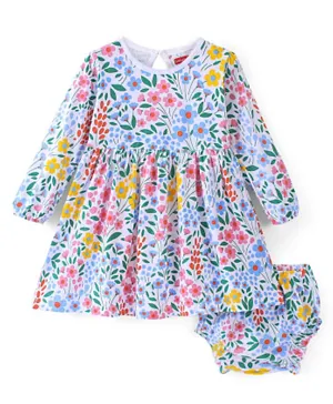 بيبي هاغ - فستان بأكمام طويلة مع بلومر بطبعة زهور - متعدد الألوان