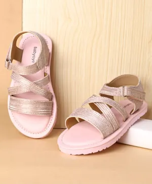 Babyoye Velcro Closure Textured Party Wear Sandals - Pink