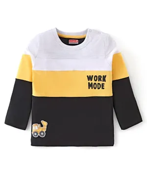Babyhug Cotton Knit Full Sleeves Cut & Sew T-Shirt with Text Print - Multicolor