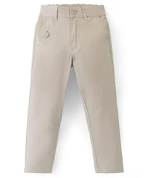 Pine Kids Cotton Elastane Full Length Woven Waist Back Elasticated Trousers  - Biege