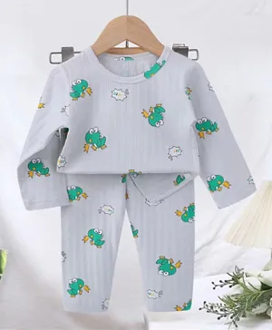 SAPS Dino All Over Print Night Suit - Grey