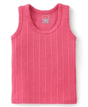 Babyhug Cotton  Pull Over Sleeveless Solid Thermal Vest - Coral