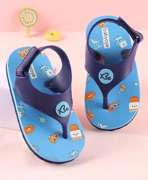 Babyoye Flip Flops Donut Print Velcro Closure - Blue
