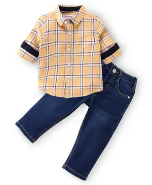 بيبي هاغ - قميص وبنطلون جينز - اصفر وازرق