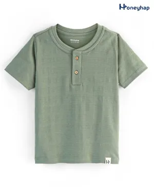 Honeyhap Premium Cotton Half Sleeves T-Shirt with Bio Finish - Olive Grey