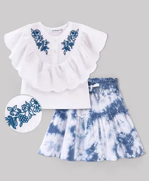 أولينجتون ستريت - طقم تنورة وبلوزة بطبعات زهور - أبيض وأزرق