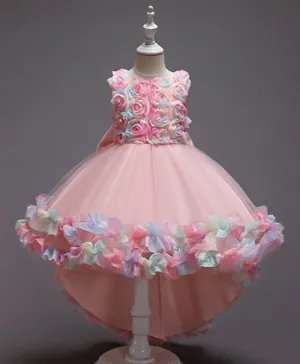 Kookie Kids Flower Applique Up Down Party Dress - Pink