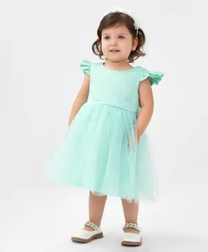 Kookie Kids Tulle Embellished Dress - Mint Green