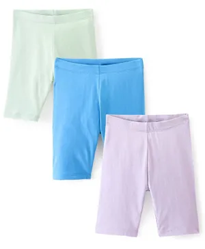 Primo Gino Cotton Blend Cycling Shorts Pack of 3 - Mint  Lavender  & Blue