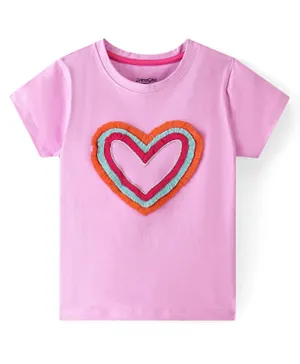 Primo Gino Heart Embroidered T-Shirt - Pink