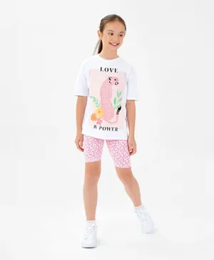 Primo Gino Love & Power Leopard T-shirt with Pants - Pink