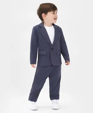 Kookie Kids 3 Piece Suit With Solid T-shirt Blazer & Trousers - Grey