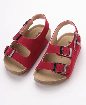 Kookie Kids Strappy Buckle Closure Sandals - Red