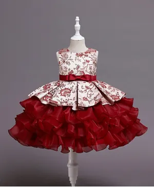 كووكي كيدز فستان حفلات متعدد الكشكشة - أحمر