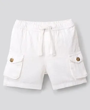 Bonfino Solid Cargo Pull-on Shorts -White