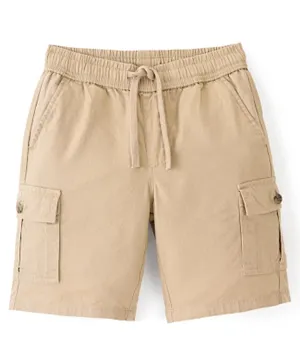 Primo Gino Cotton Elastane Knee Length Solid Color Pull On Shorts - Beige
