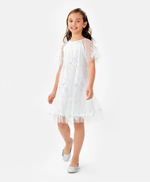 بيبي هاغ - فستان مزين بالترتر للحفلات - أبيض
