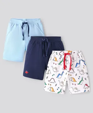 Bonfino 3 Pack Elastic Waist Cotton Dino Shorts - Multicolor
