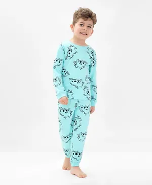 Bonfino Dino All Over Printed Full Sleeves Night Suit - Peach