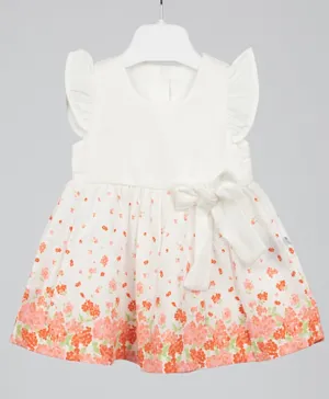 Finelook - Girl Floral Printed Dress - White