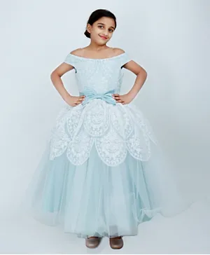 فستان مناسبات للأطفال كيك522 من أكاس - ازرق فاتح