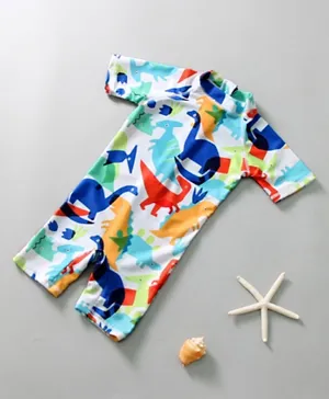 SAPS All Over Dinosaurs Printed Quick Drying Legged Swimsuit - Multi Color