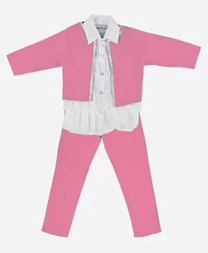 Finelook - Girls Top & Bottom Set 2 Piece With Jacket - Pink