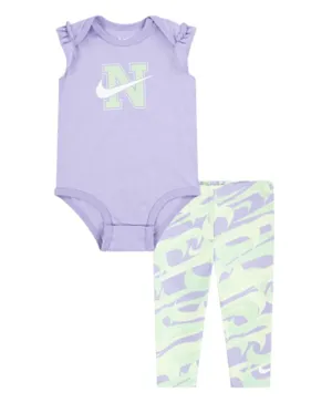 Nike Prep In Your Step Bodysuit With Pants Set - Purple & Green
