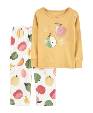 Carter's 2 Piece Apple Cotton & Fleece Pyjamas Set - Yellow
